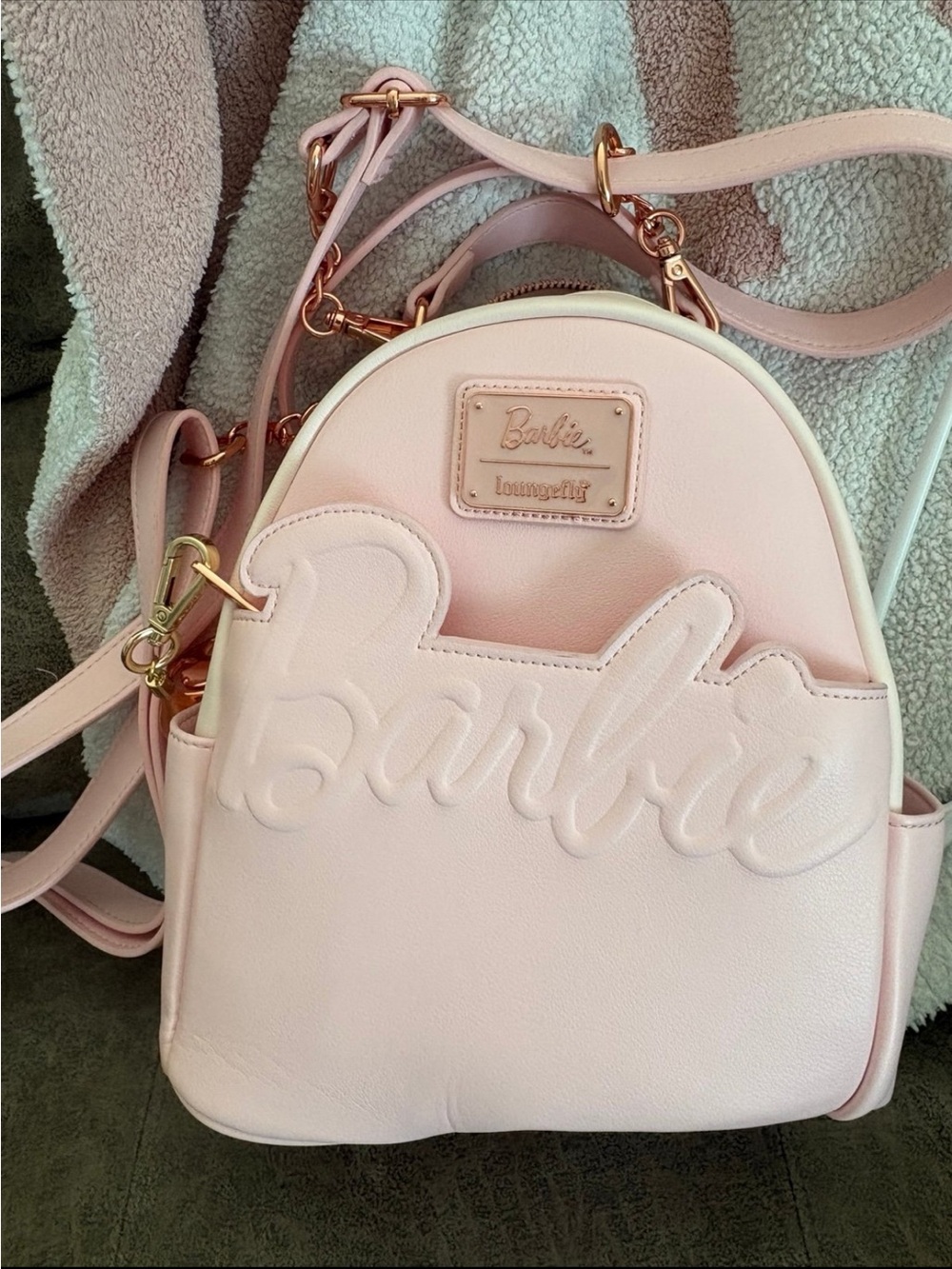 Barbie x Loungefly Blush Pink Mini Backpack Crossbody VeryGood Condition!!